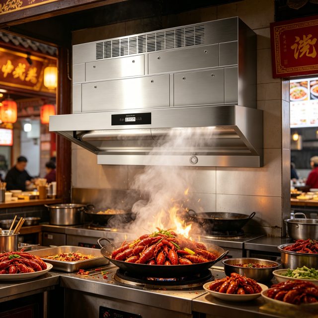 24-Hour Three-Meal American Diner Kitchen Ventilation: Ductless N-series, ND-series & Odor Removal Tower for Griddle, Fryer, and Continuous-Service Hash Houses